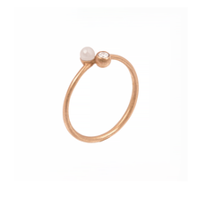 ANEL ANTONIO BERNARDO DE PÉROLA E DIAMANTE EM OURO