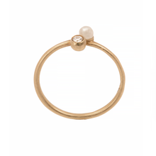 ANEL ANTONIO BERNARDO DE PÉROLA E DIAMANTE EM OURO