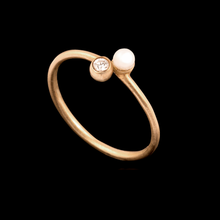 ANEL ANTONIO BERNARDO DE PÉROLA E DIAMANTE EM OURO