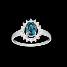 ANEL VIVARA KATE EM OURO BRANCO COM TOPÁZIO LONDON E SAFIRA