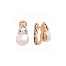 BRINCO HSTERN COM PÉROLA E DIAMANTE EM OURO BRANCO E AMARELO