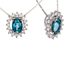 COLAR VIVARA KATE EM OURO BRANCO COM TOPÁZIO LONDON E SAFIRAS