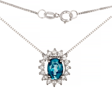 COLAR VIVARA KATE EM OURO BRANCO COM TOPÁZIO LONDON E SAFIRAS