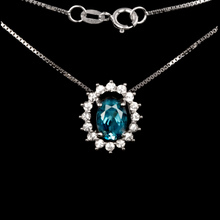 COLAR VIVARA KATE EM OURO BRANCO COM TOPÁZIO LONDON E SAFIRAS