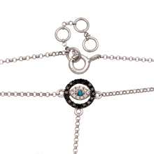 PULSEIRA DE OLHO GREGO COM DIAMANTES NEGROS E DIAMANTES
