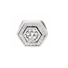 PINGENTE VIVARA HEXÁGONO COM DIAMANTES EM OURO BRANCO